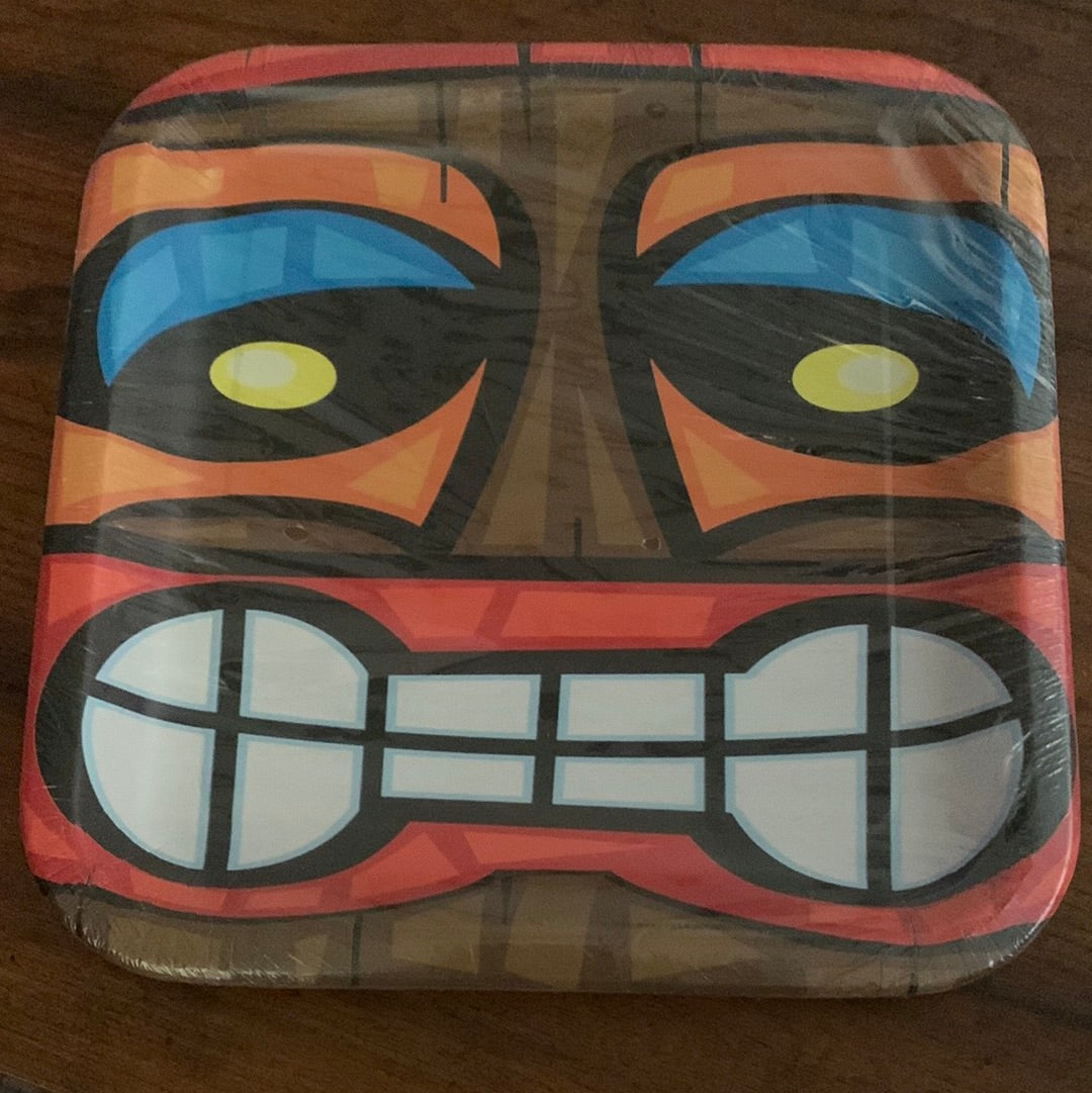 Tiki Time Square Paper Lunch 9" Plates - 8 Count