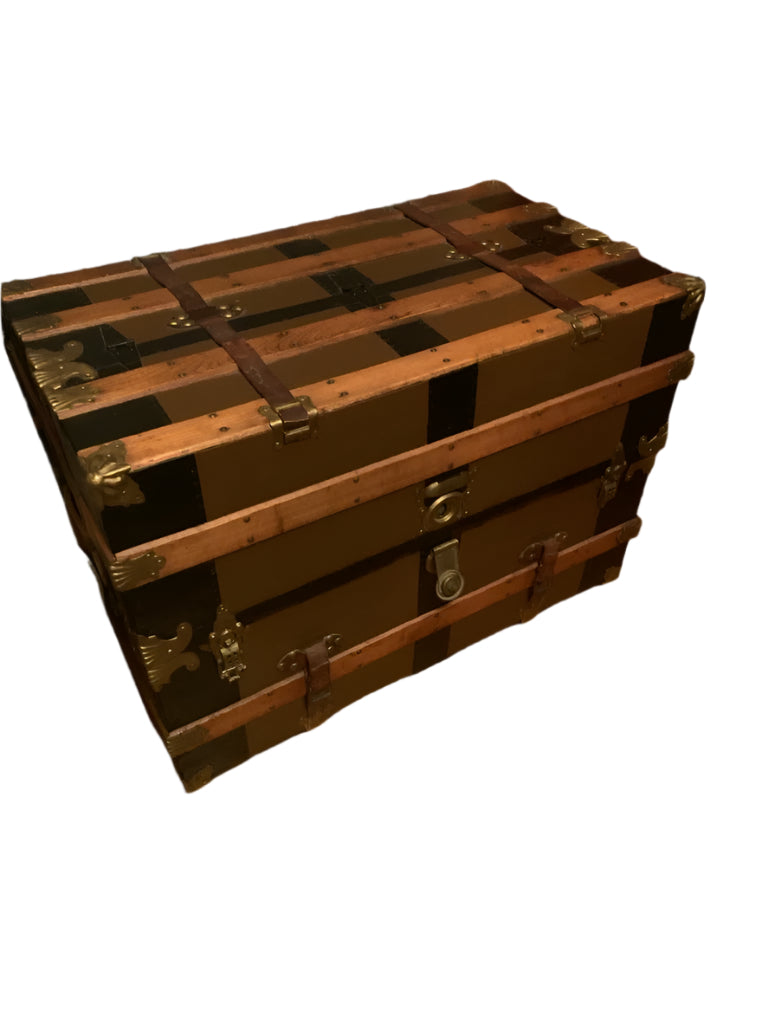 Vintage Flat Top Steamer Trunk