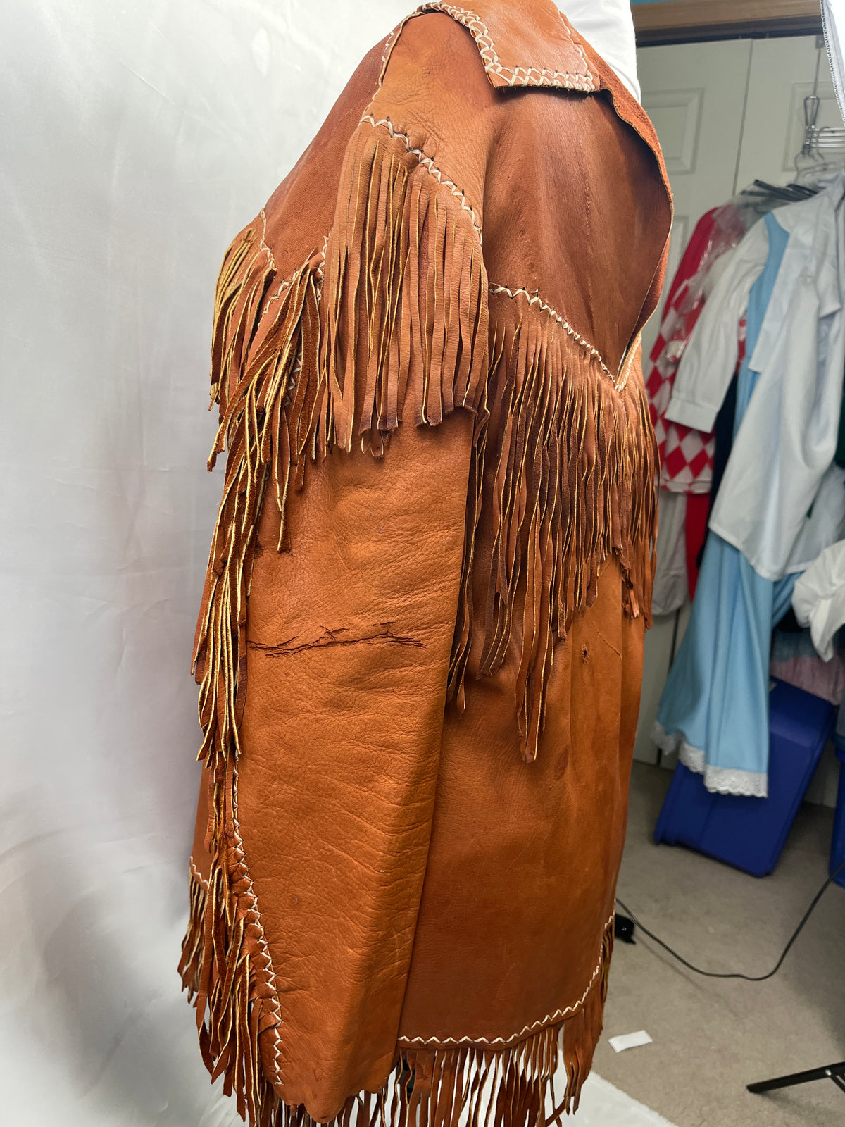 Native American, Hippie Brown Buckskin Men's Top LG Adult Preowned