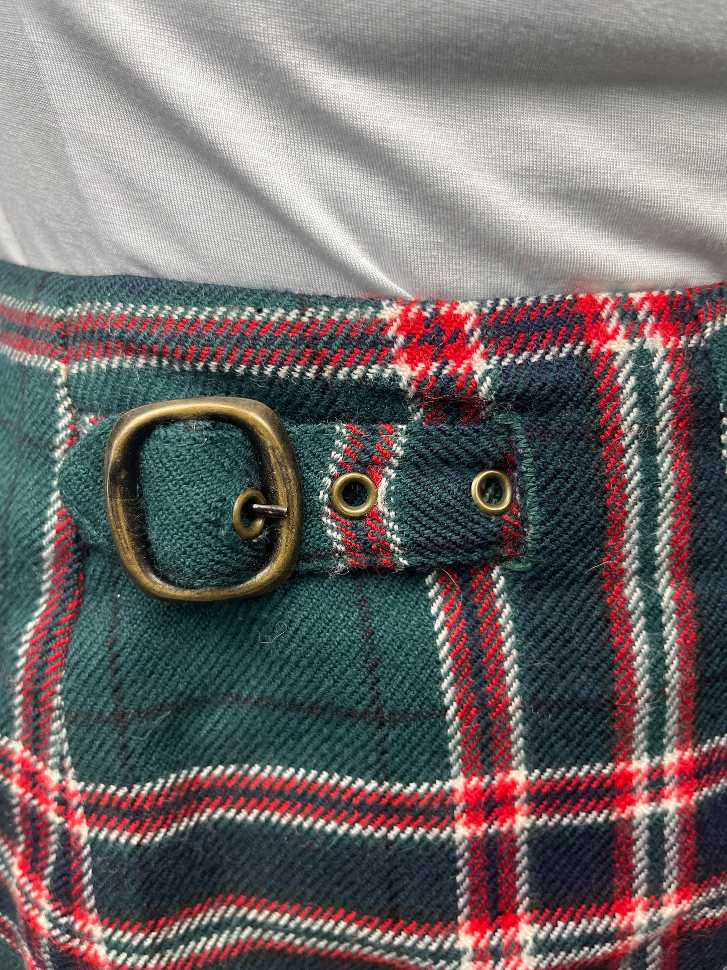 Kilt Skirt Wool Women's - Green & Red Plaid Size 14 - Charter Club