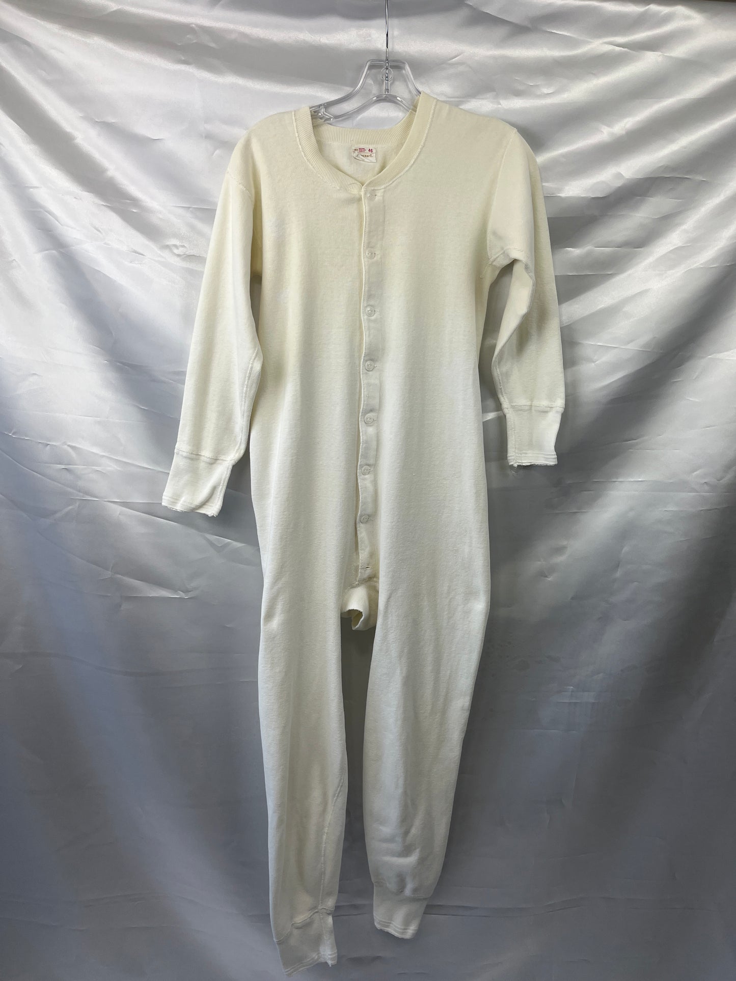 Vintage Union Suit Long Johns Medium Underwear White Preowned Towncraft