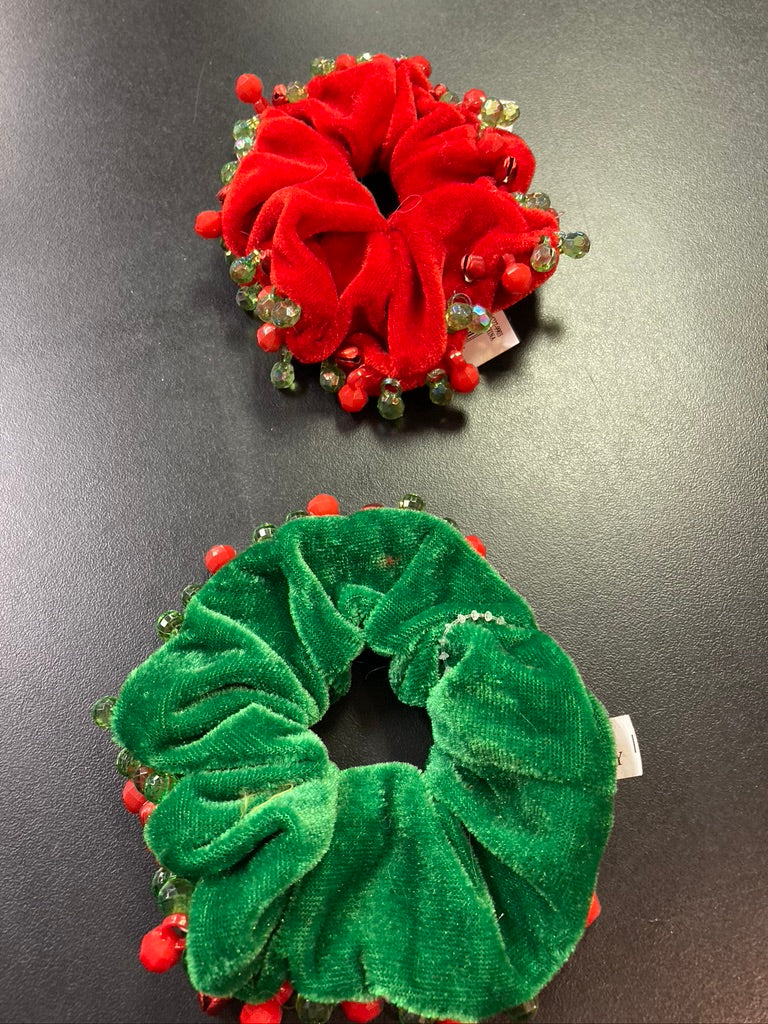Christmas Velvet Scrunchies w/bells Red or Green