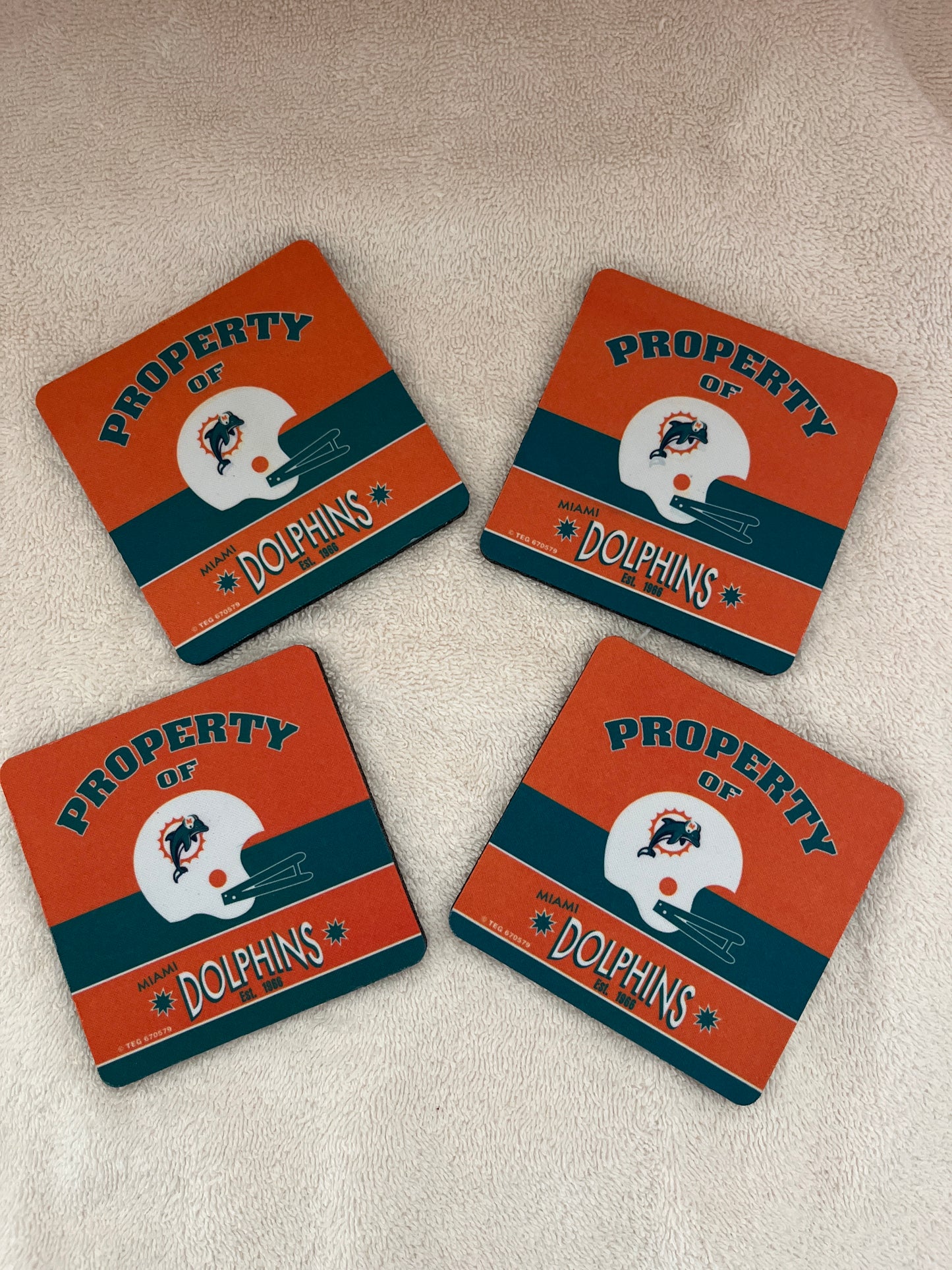NFL AFC Miami Dolphins 4 Coasters