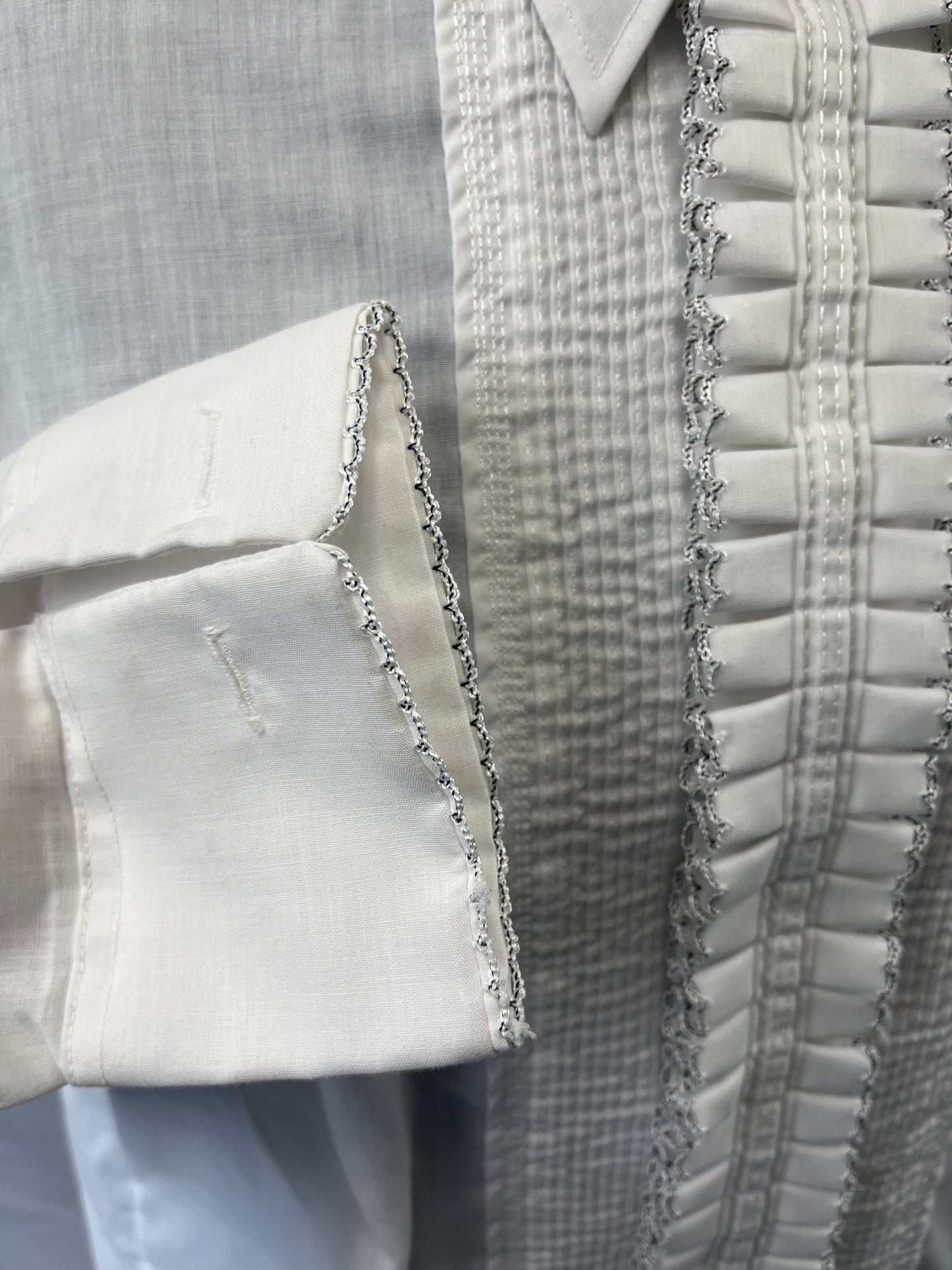 Vintage Tuxedo Shirt -Ruffled Front Men's White 17 1/2" x 33" -Preowned