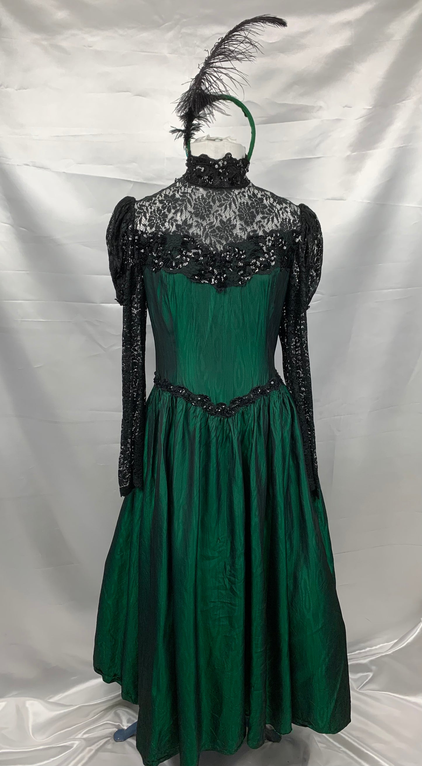 Jessica McClintock Saloon Emerald Green & Lace Dress Adult Ladies Small