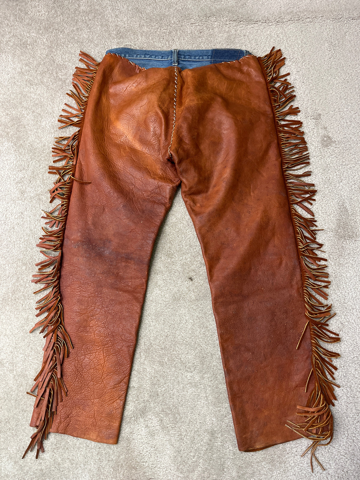 Native American, Hippie Brown Buckskin Men's Top LG Adult Preowned