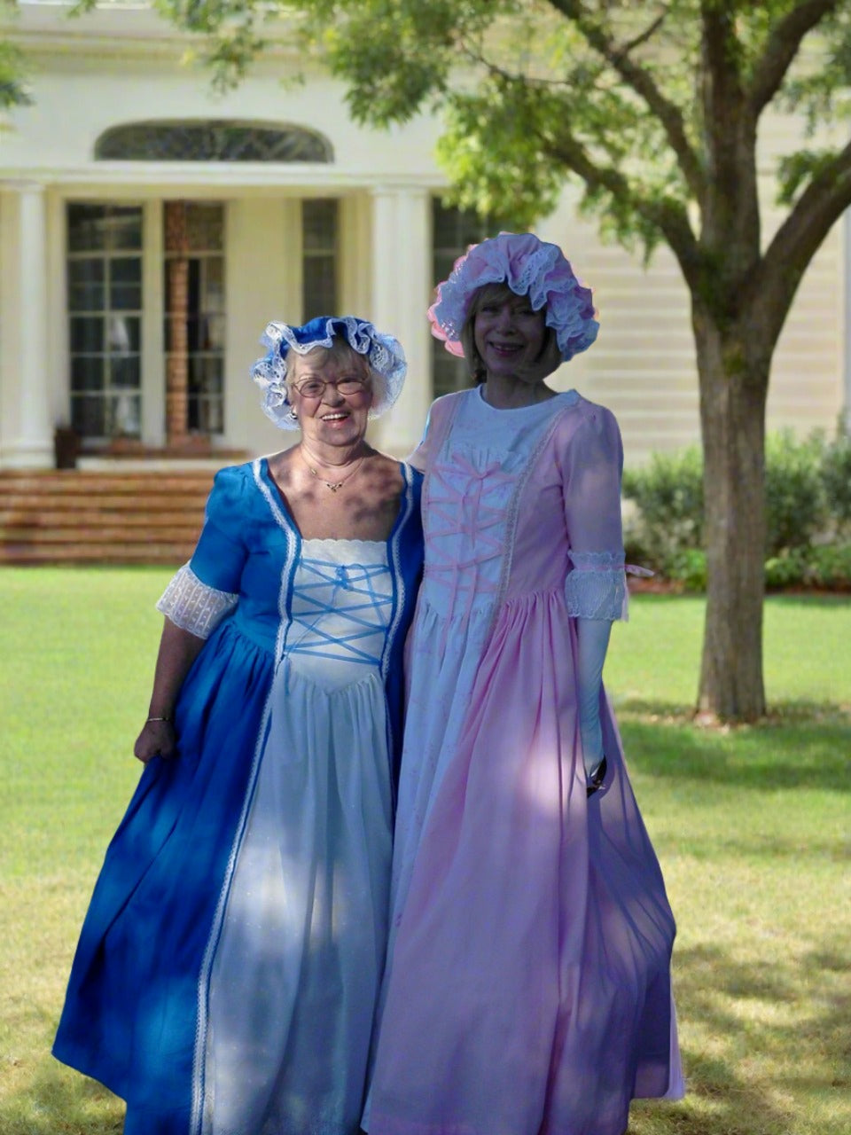 Colonial, Pioneer Women's Dress, Pink, Yellow & Blue