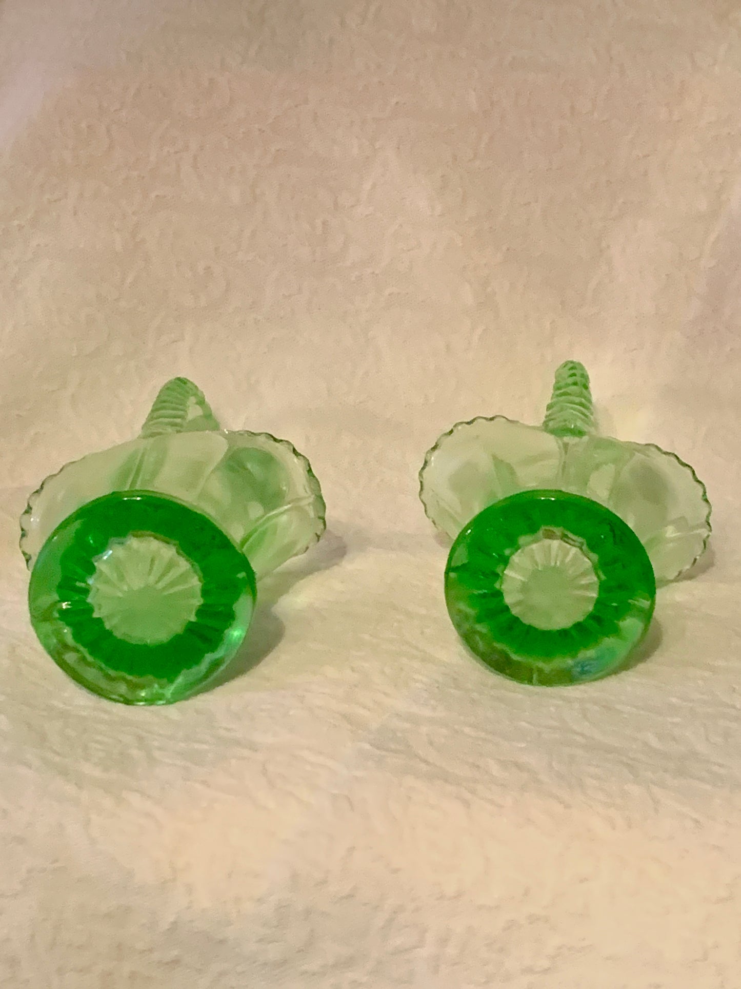 Tiffin Green Depression Uranium Glass Basket