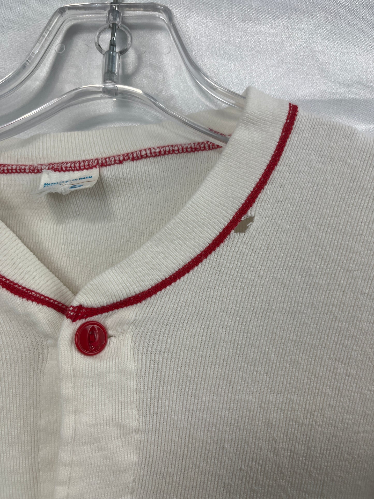 Vintage Union Suit Long Johns  XS-Small White w/ Red Trim Preowned