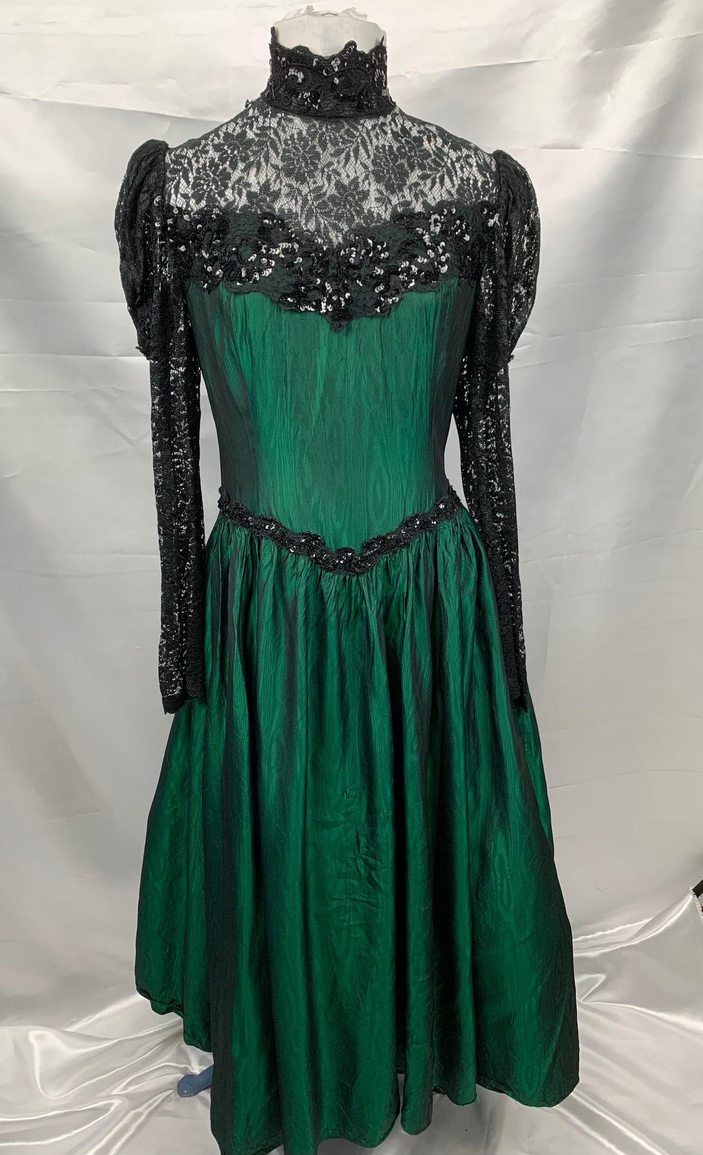 Jessica McClintock Saloon Emerald Green & Lace Dress Adult Ladies Small