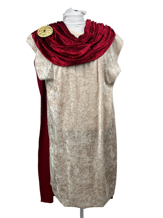 Roman Senator Men Size OS Red Cape Velvet Costume Preowned