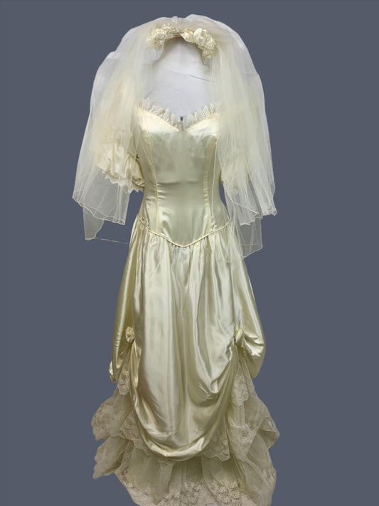 1980's Off White Prom / Wedding Dress Vintage Women's XS/Small