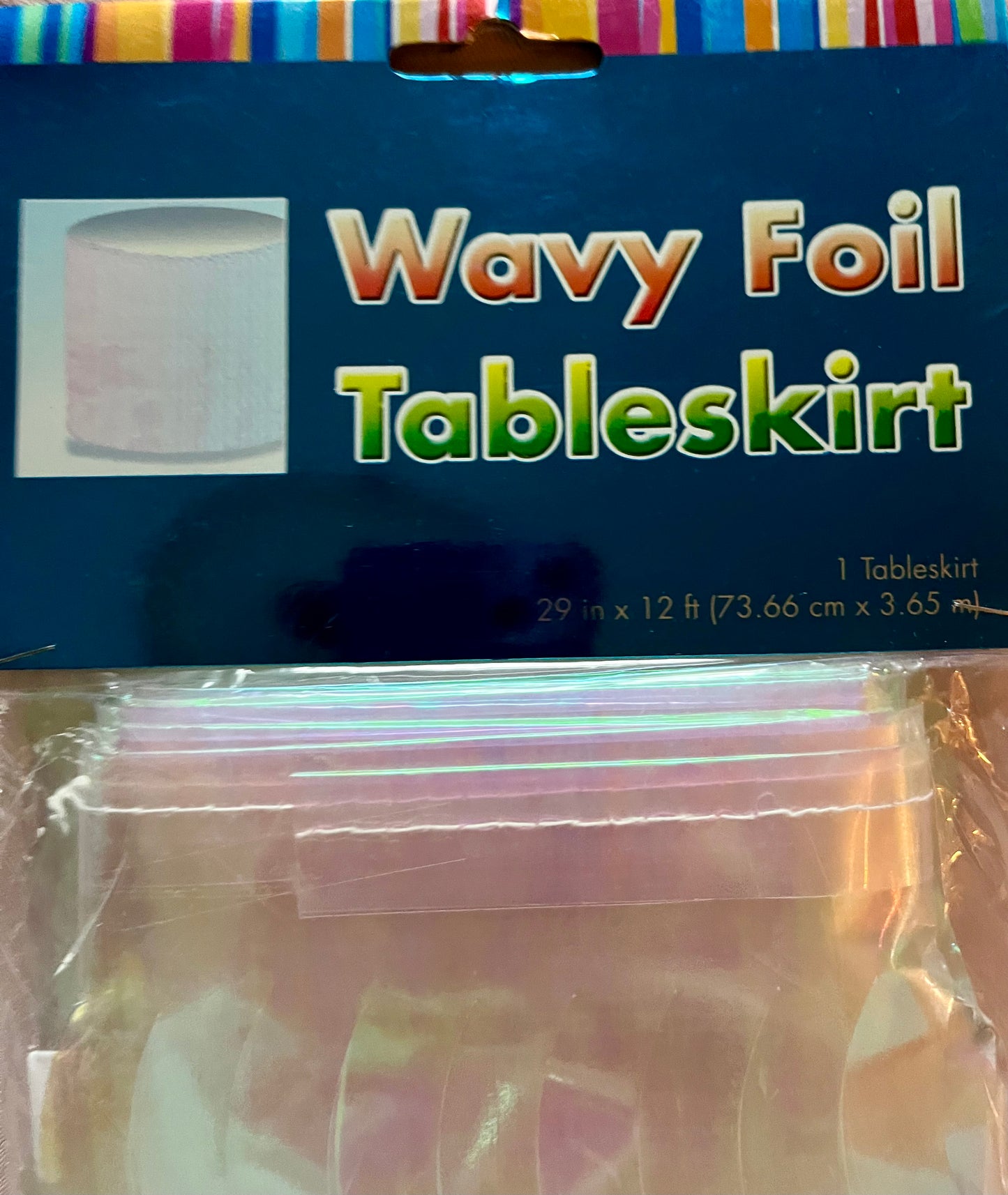Wavy Foil Table Skirt Red or Iridescent 29" x 12 ft