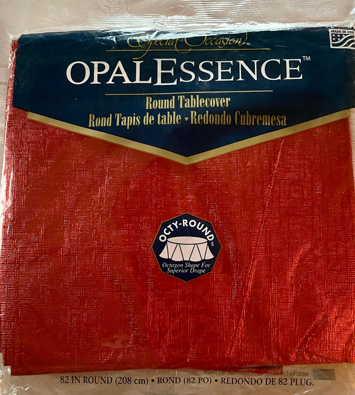 Metallic Opalescence 82" Round Table Cover Red