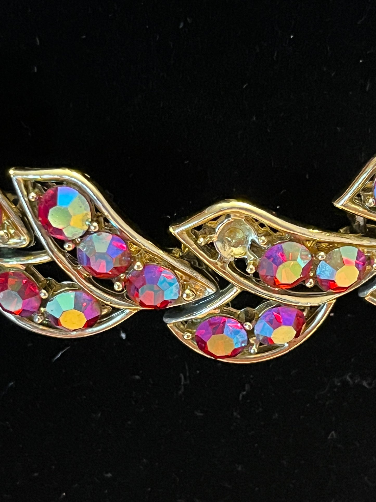 Red Aurora Rhinestone Vintage Necklace