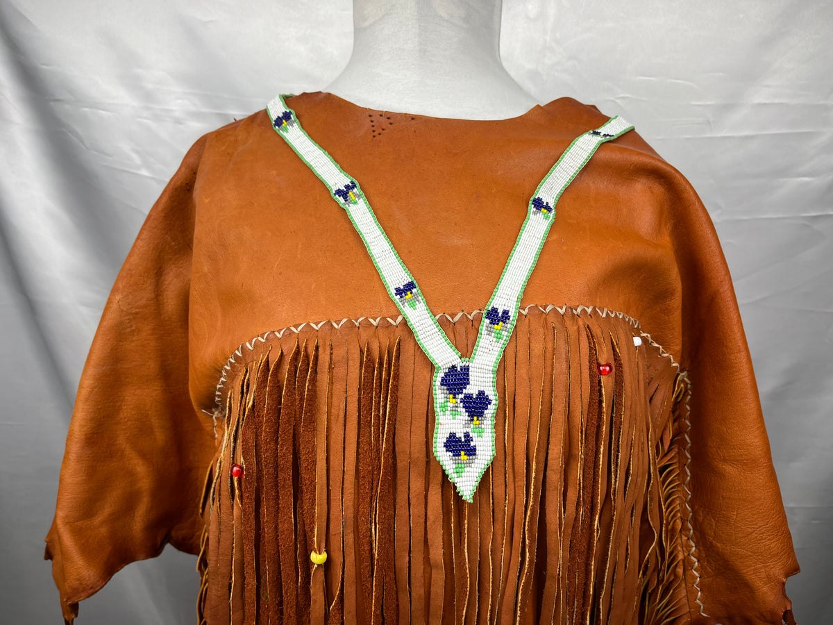 Native American Brown Leather Dress Adult Ladies Preowned