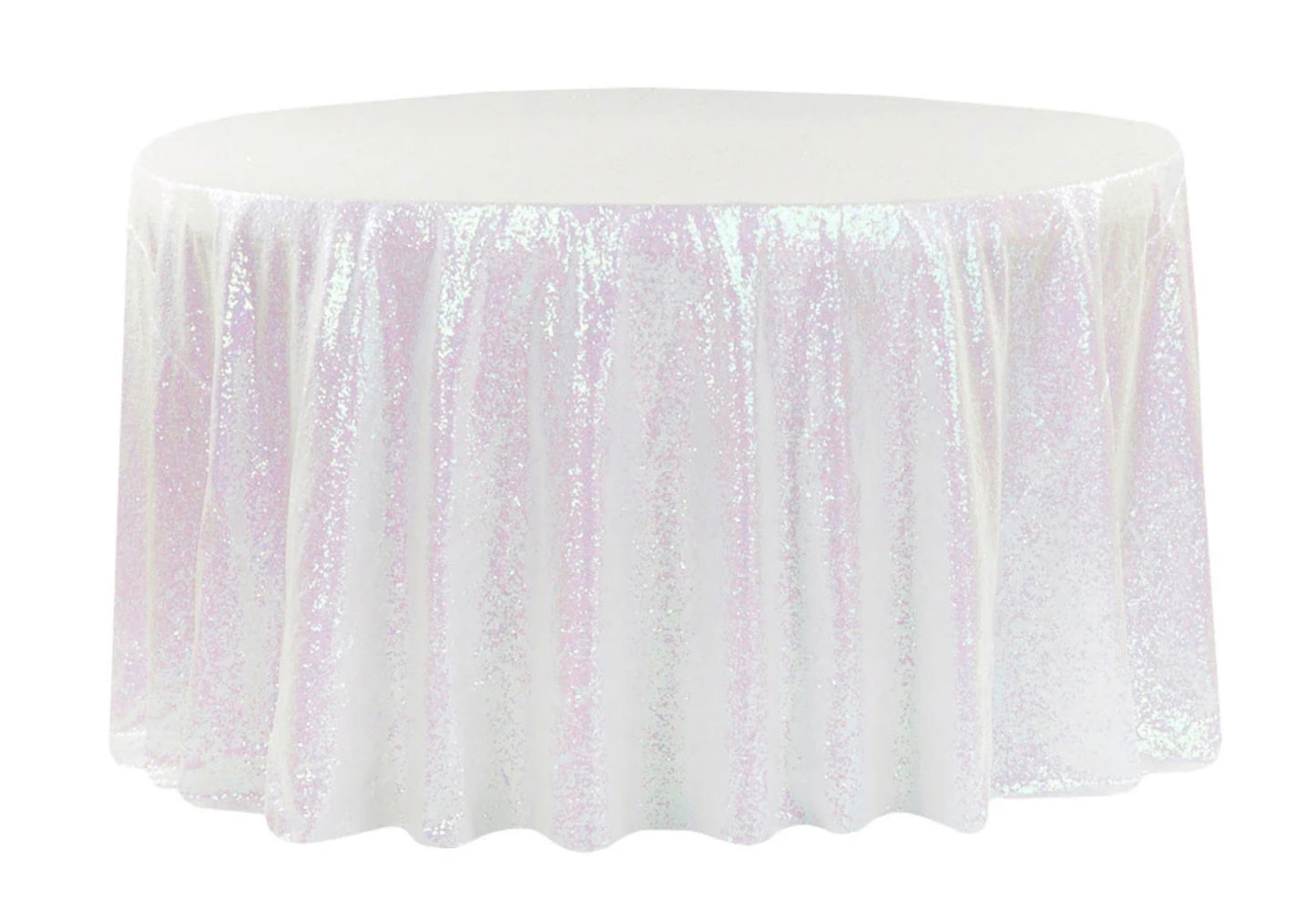 Metallic Opalescence 82" Round Table Cover Opal White Plastic