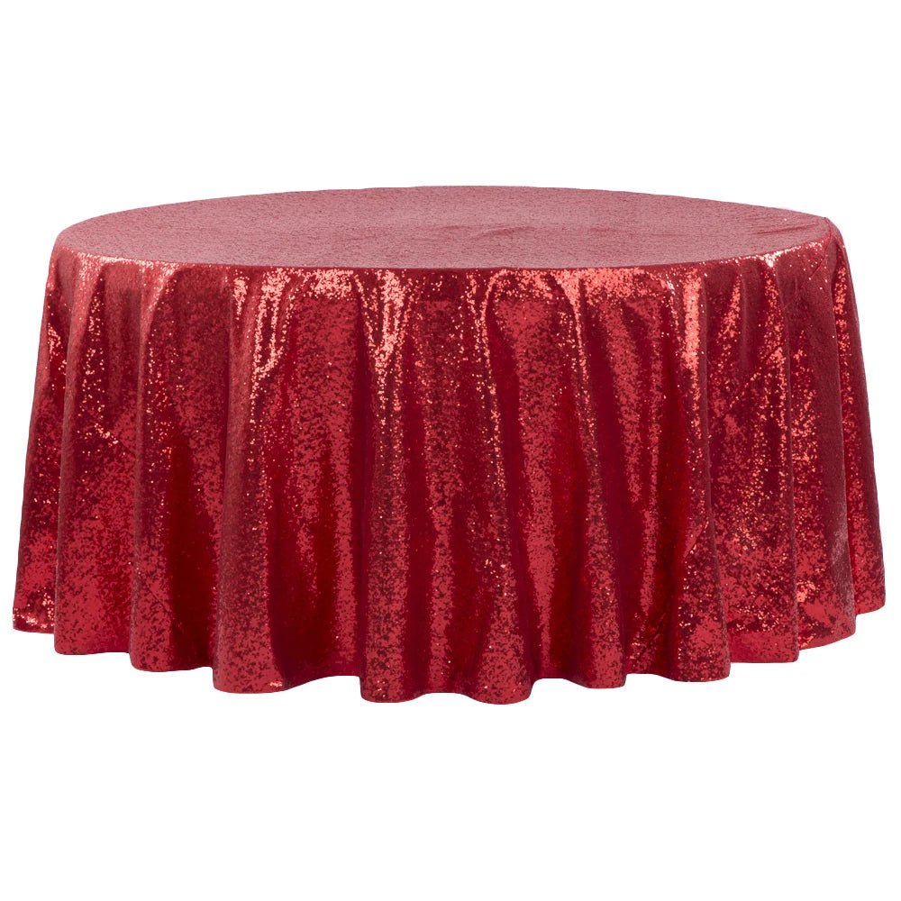 Metallic Opalescence 82" Round Table Cover Red