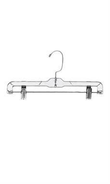 14" Clear Plastic Skirt and Pants Hangers Metal Clips