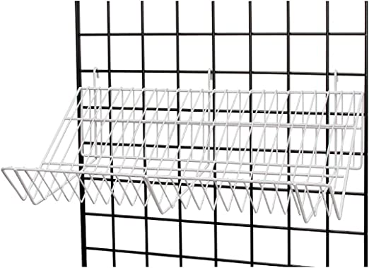 Grid - 24 x 12 x 5" White Downslope Shelf for Grid wall w/ Slanted Front Lip