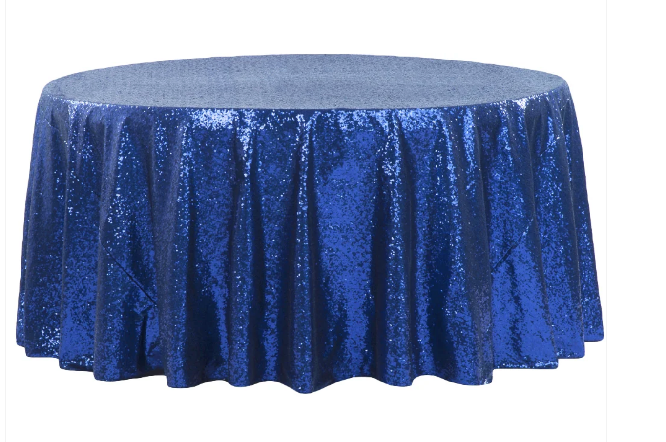 Metallic Opalescence 82" Round Table Cover Blue Plastic