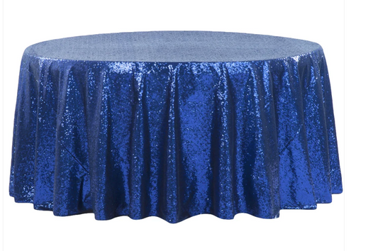 Metallic Opalescence 82" Round Table Cover Blue Plastic