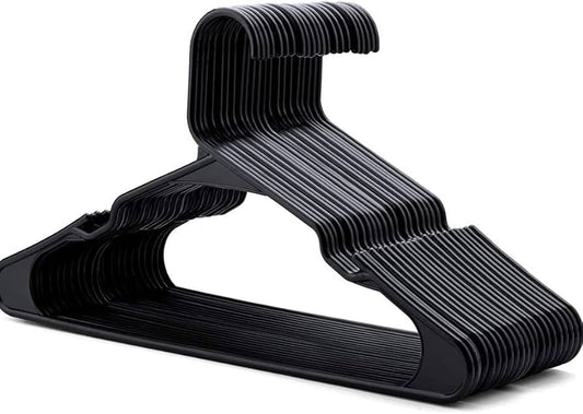 Clothing Hangers, 25 Pack, Plastic Black or White Plastic Tube Hangers,  Preowned
