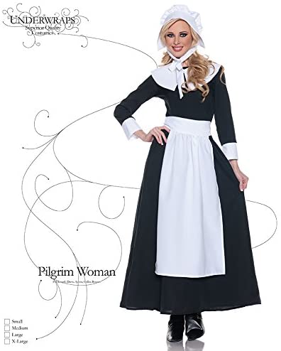 Pilgrim Woman Dlx Dress & Bonnet Medium Ladies Costume - Preowned
