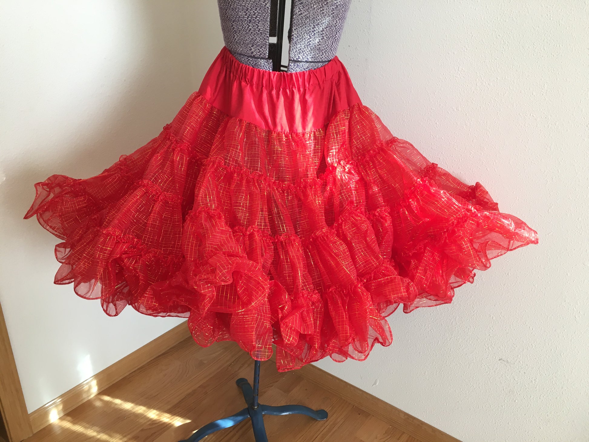 Red Petticoat w/gold lines