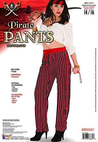 Pirate Pants, Red & Black Striped, Ladies Medium