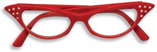 50's Rhinestone Glasses,  Cat eye Red