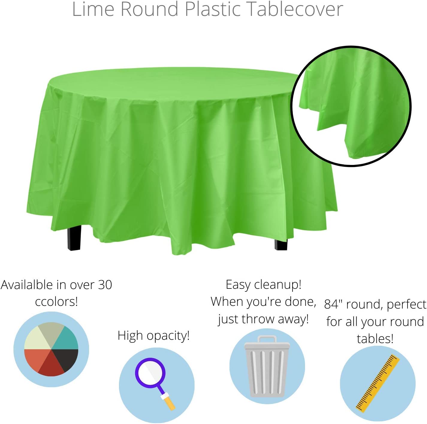 Plastic Table Cover 84" Round