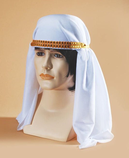 Arabian Headdress Keffiyeh Costume Hat, White, One Size