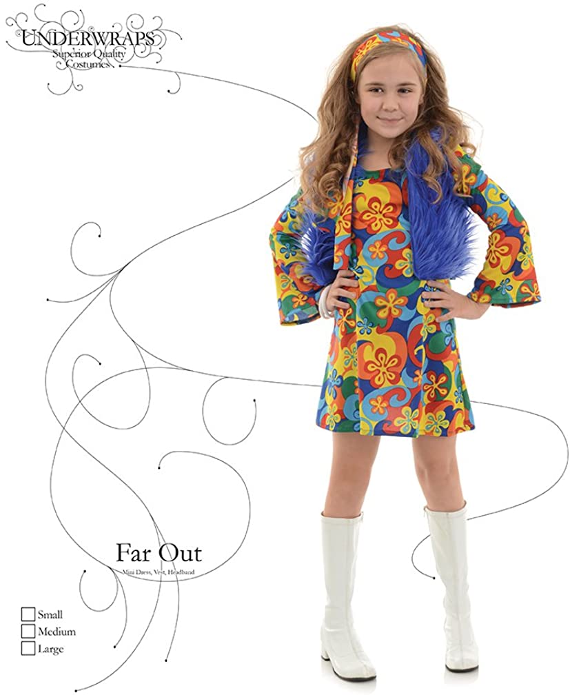 Far Out Groovy Flower Power Child Costume Medium, Large