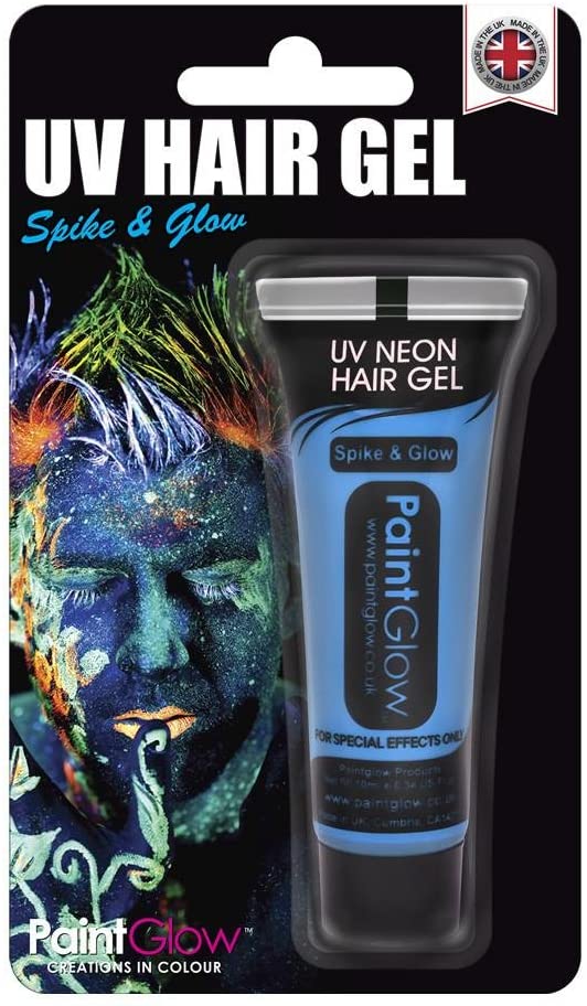 PaintGlow Spike Glow UV Reactive Neon 10ml FX Hair Gel, Blue