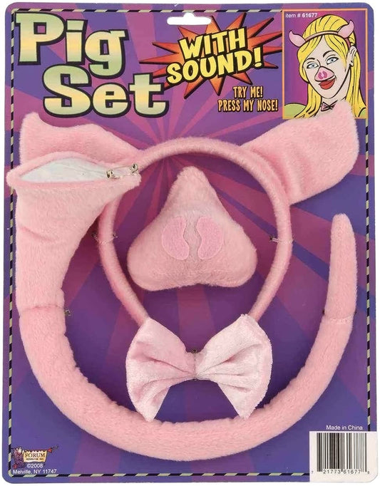 Animal Costume Set Pink Pig Ears Nose Tail with Sound Effects
