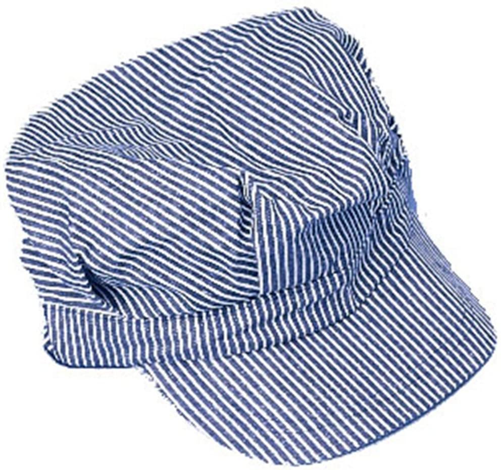 Train Engineer Hat - Blue and white stripes Child