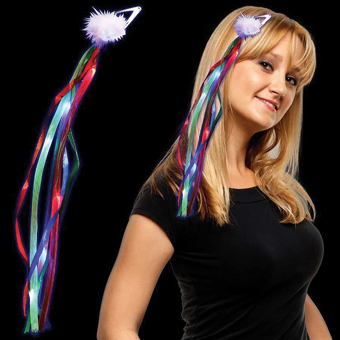 LED Rainbow Diva Hair Clip with Ribbons