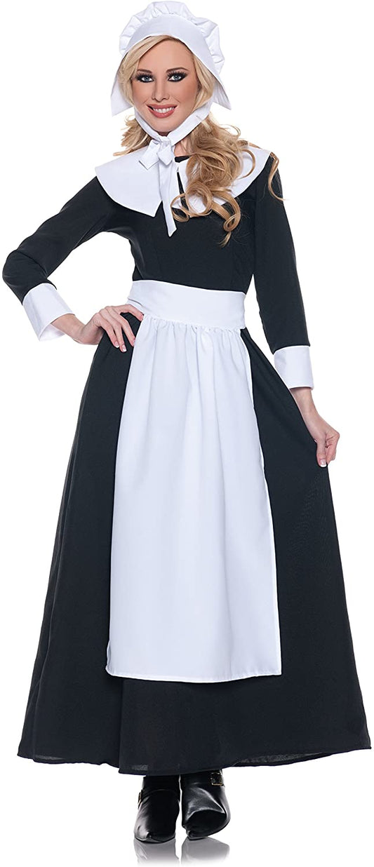 Pilgrim Woman Dlx Dress & Bonnet Medium Ladies Costume - Preowned