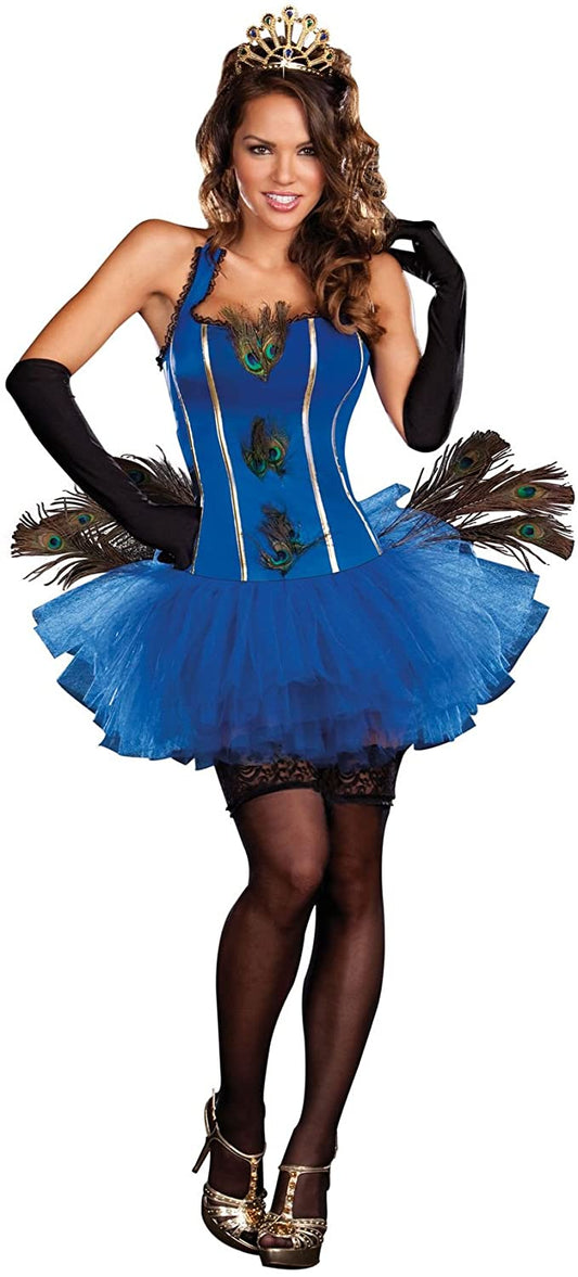 Royal Peacock Adult Costume w/Corset, Tutu & Tiara - Women's Medium