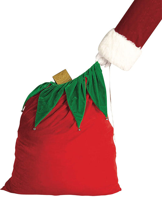 Velour Santa Bag with Jingle Bells