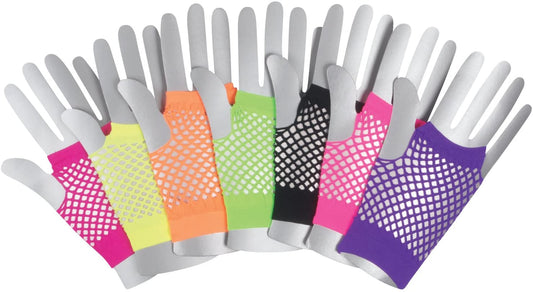 Assorted Color Fingerless Rave Dance Club Womens 1 Pair Fishnet Gloves OS