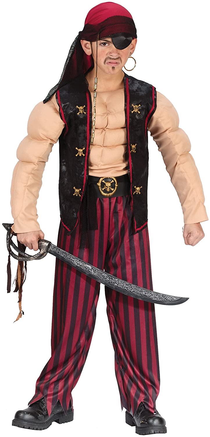Pirate Costume with Muscle Shirt Boys Small 4 To 6