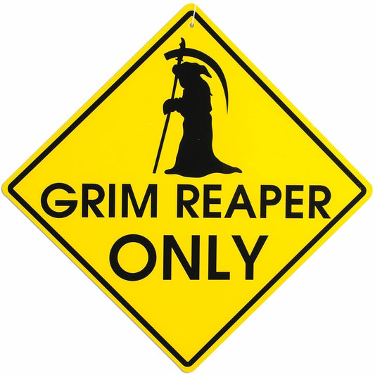 Double Sided Grim Reaper Dead End Warning Sign