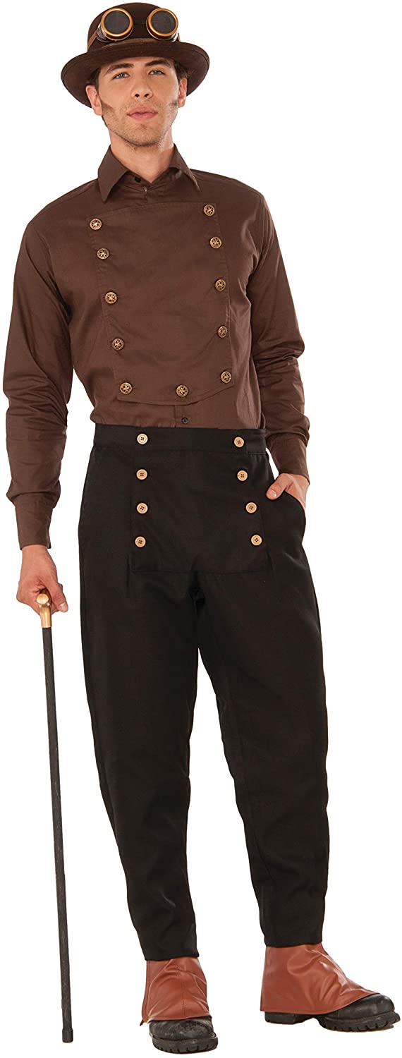 Steampunk Pants Costume Mens Bottoms, Black 34"