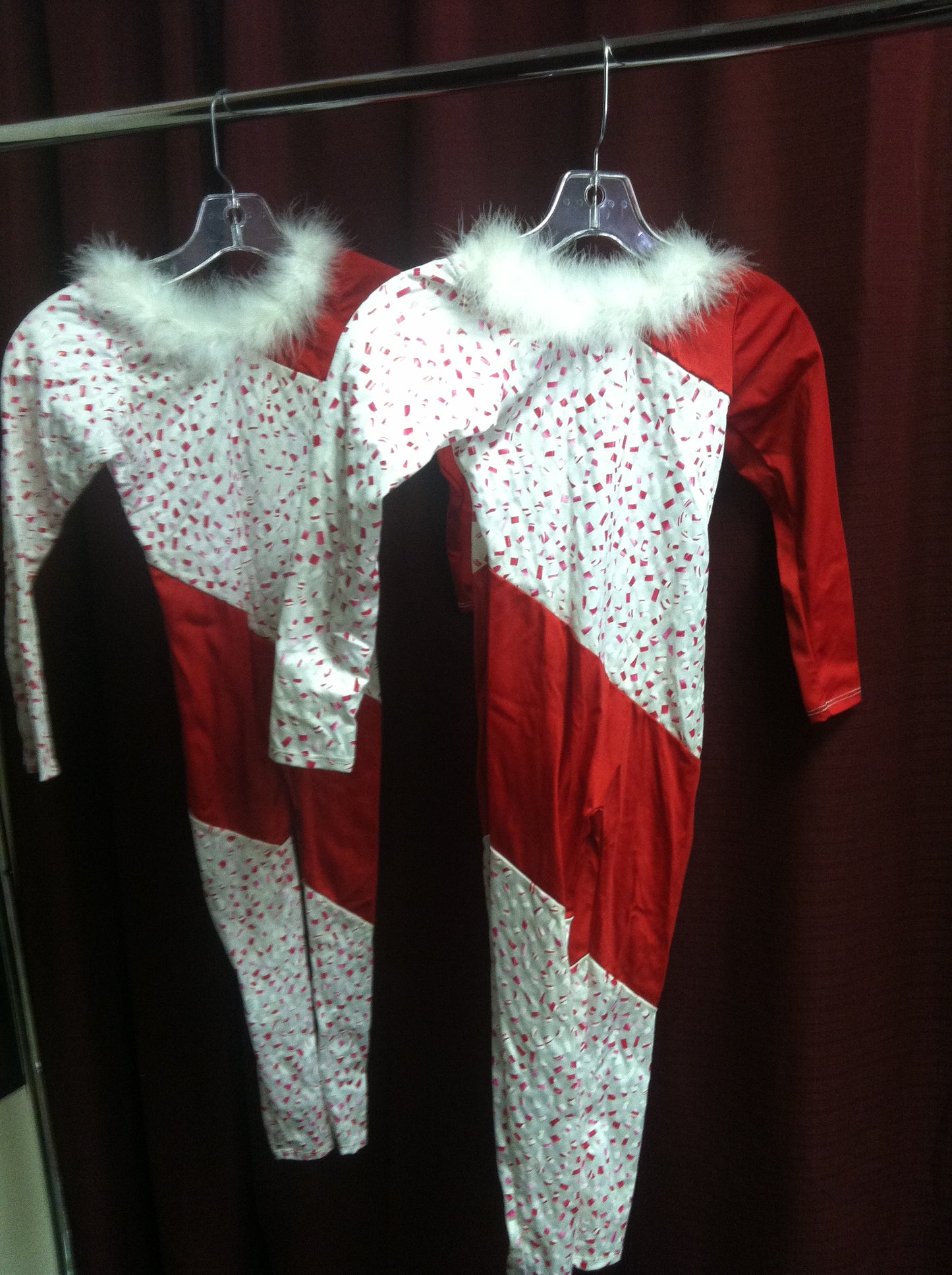 Candy Cane Unitard w/marabou Holiday Costume