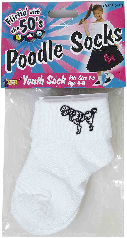 Poodle Socks Child White - Size 1 - 5