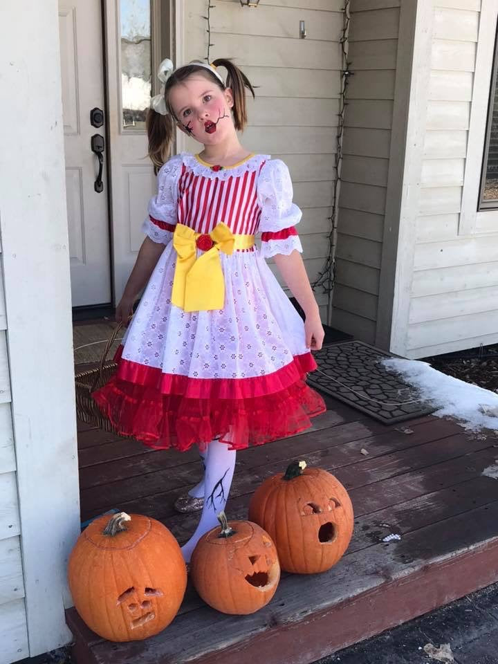 Raggedy Ann Doll Child Medium Dress  & Wig Costume
