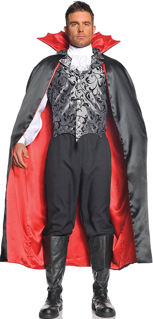 55" Vampire Black and Red Cape - Underwraps Men's Costumes