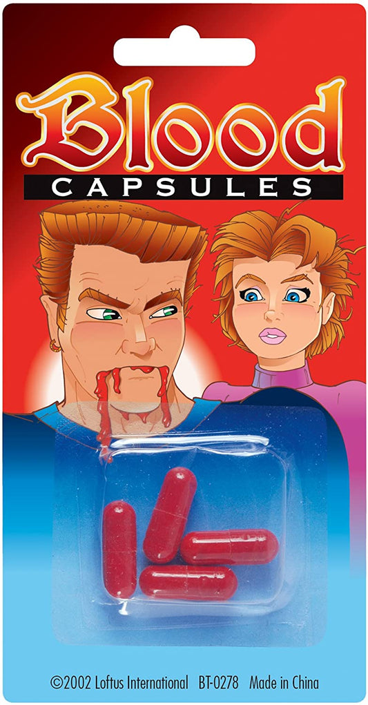 Fake Blood Capsules 4 Pack Red One Size